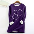 thumbnail image 2 of zaveiop Women's Winter Warm Sherpa Lined Fleece Crewneck Pullover Sweatshirt Loungewear Tunic Tops Underwear (Dark Purple, S), 2 of 4