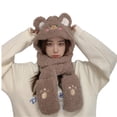 thumbnail image 1 of XINYTEC Sweet Rabbit/ Bear Hoodies Scarf Mitten Plush Hat Scarf Gloves Gifts for Friend, 1 of 19