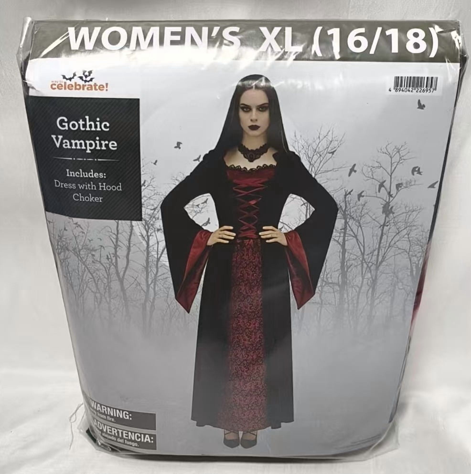 Gothic Vampire, Halloween Costume for Adults, Women's Size XL (16/18), by Way to Celebrate