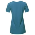 thumbnail image 3 of A2Y Women's Basic Solid Premium Cotton Short Sleeve V-neck T Shirt Tee Tops Teal XL, 3 of 6