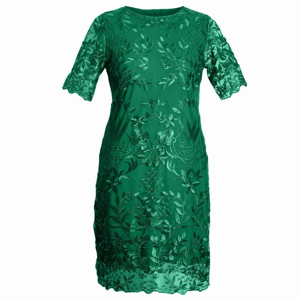 Plus Size Dresses for Women Plus Size Short-Sleeve Dress Spliced  Embroidered Lace Cocktail Party on Clearance - Walmart.ca