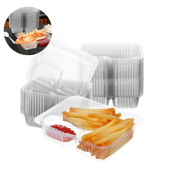 50pcs Snacks Containers,Portable Plastic Nacho Trays,Yahome Clear Plastic Nacho Containers with Chip and Dip Holder,Concession Stand Supplies