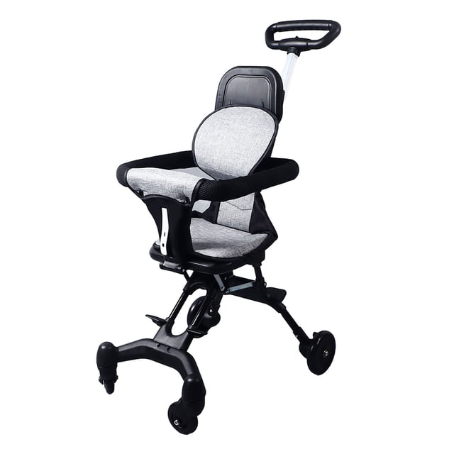Cochecito De Bebé, Cochecito De Bebé Plegable Gris De 4 Ruedas Para Uso En Exteriores
