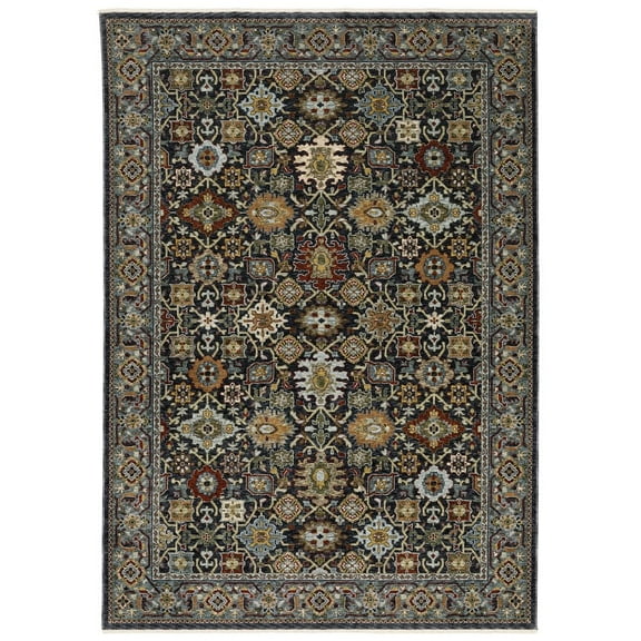 Oriental Weavers Aberdeen Area Rug - 4922D - 7'10" x 10'10" - in Blue/ Multi - Vintage Inspired, Stain Resistant, Family and Pet Friendly , Dining, Living Room Rug
