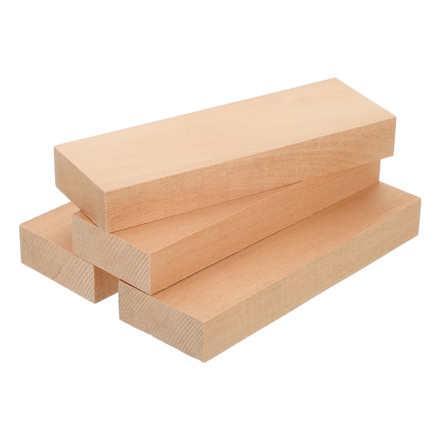 Uxcell 4Pcs Bloque de madera de tilo para tallar 0.8"x2"x6" Bloques de madera cuadrada para decoración de artes DIY