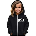 thumbnail image 2 of Hoodies for Boys Unisex Kids Soft Long Sleeve Letter Hooded Full Zip Up Hoodies with Pocket Girls Sweatshirt Black 3 Years-4 Years, 2 of 6