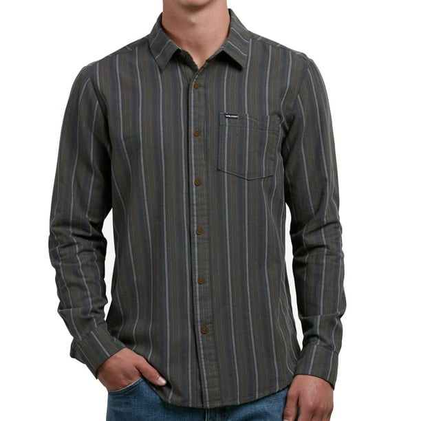 Volcom - Volcom NEW Green Mens Size 2XL Button Down Striped Modern-Fit 