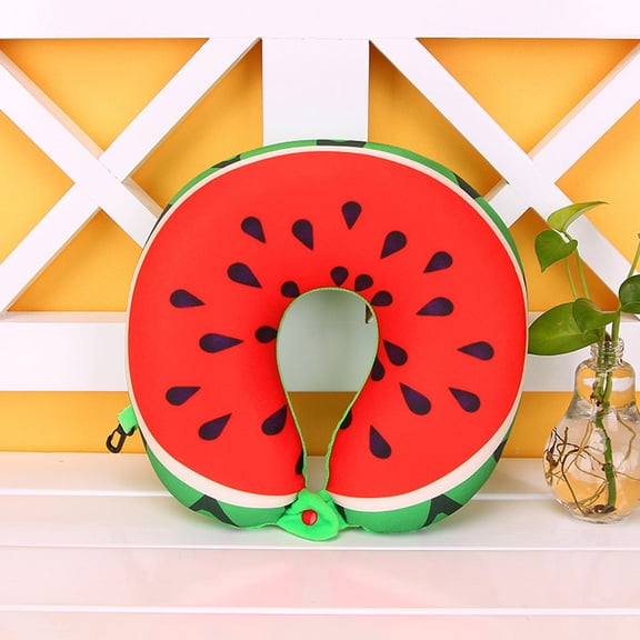 Cute Watermelon U-Shaped Neck Pillow, Soft Travel Neck Support for Sleeping, Portable Pillow for Airplane, Car, Home & Office