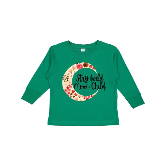 Inktastic Baby Stay Wild Moon Child Crescent Moon with Flowers Girls Long Sleeve Toddler T-Shirt