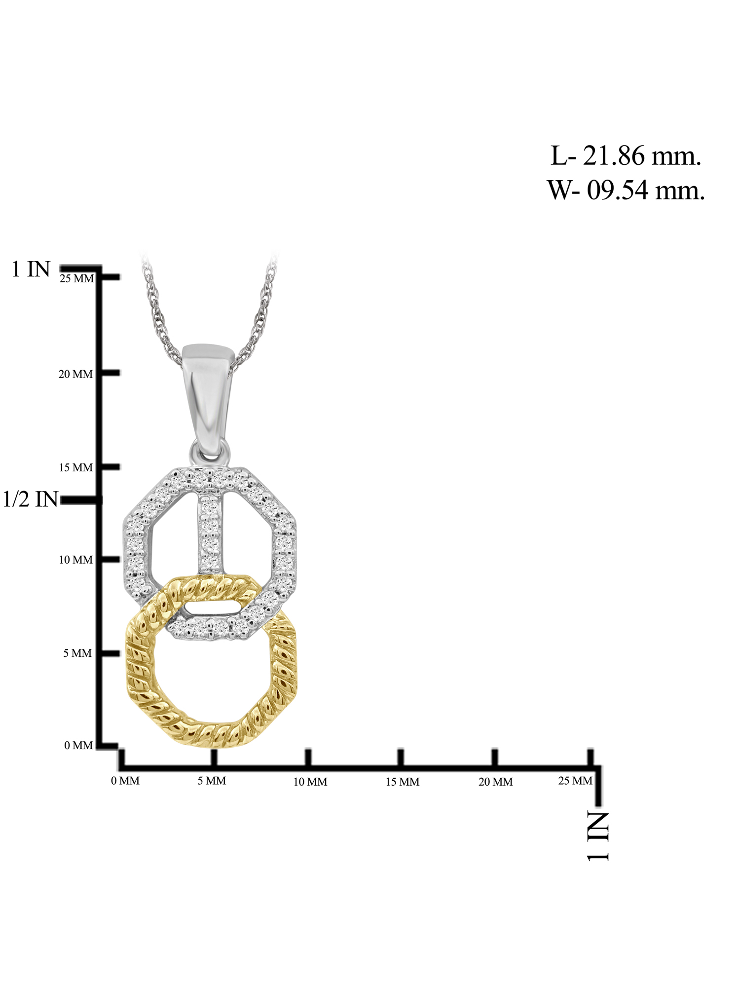 JewelersClub Accent White Diamond Two Tone Silver Octagon Pendant