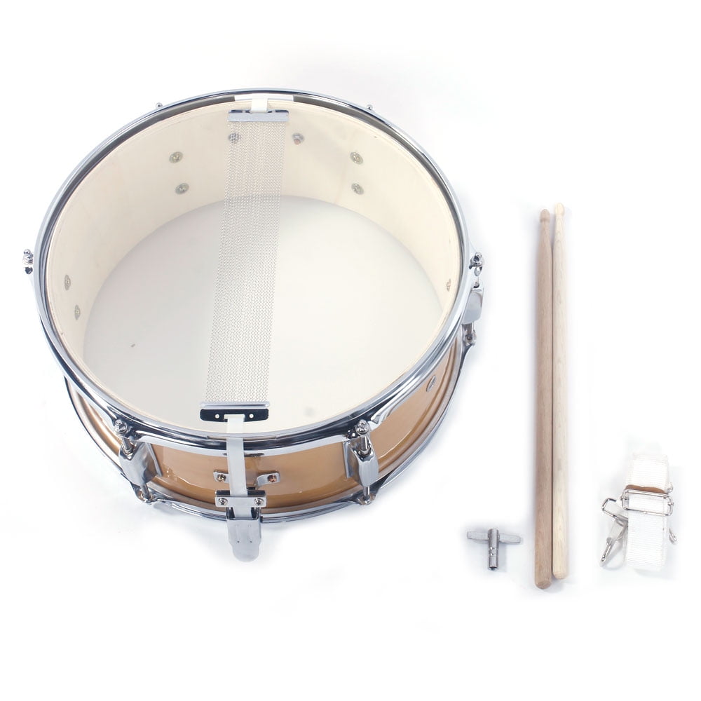 Kepooman Professional Snare Drum Kit with Drumsticks & Drum Key & Strap Set for Beginners Music Lovers, 14" * 5.5", Burlywood