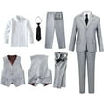 thumbnail image 3 of Yumcute Boys Suits 5 Piece Formal Suit Set Slim Fit Formal Dress Clothes Ring Bearer Outfit for Kids, 3 of 12