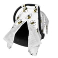 thumbnail image 2 of Honeii Bee print 2-in-1 baby car seat canopy doubles as a nursing cover, fitting both genders & measuring 39x27.5in, 2 of 7