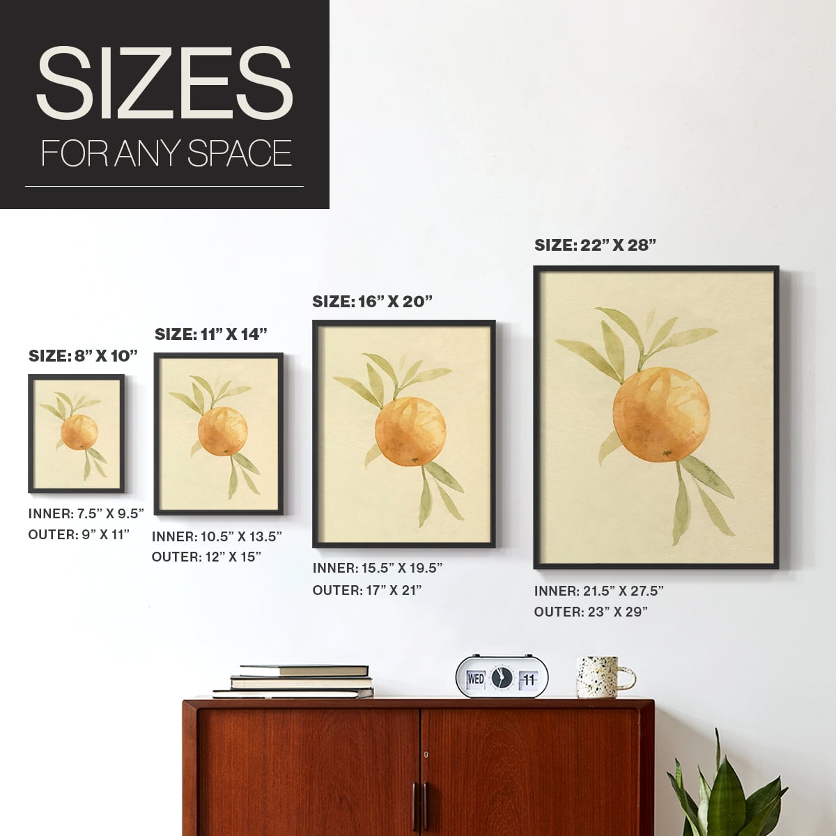 Dappled Oranges I Framed Print in Black Solid Wood Framed Print No Nail Hanging