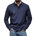 thumbnail image 1 of Long Sleeve Workout Tops Men Solid Color Casual Button Half-Cardigan Lapel Top for All Season Casual Wear, 1 of 4
