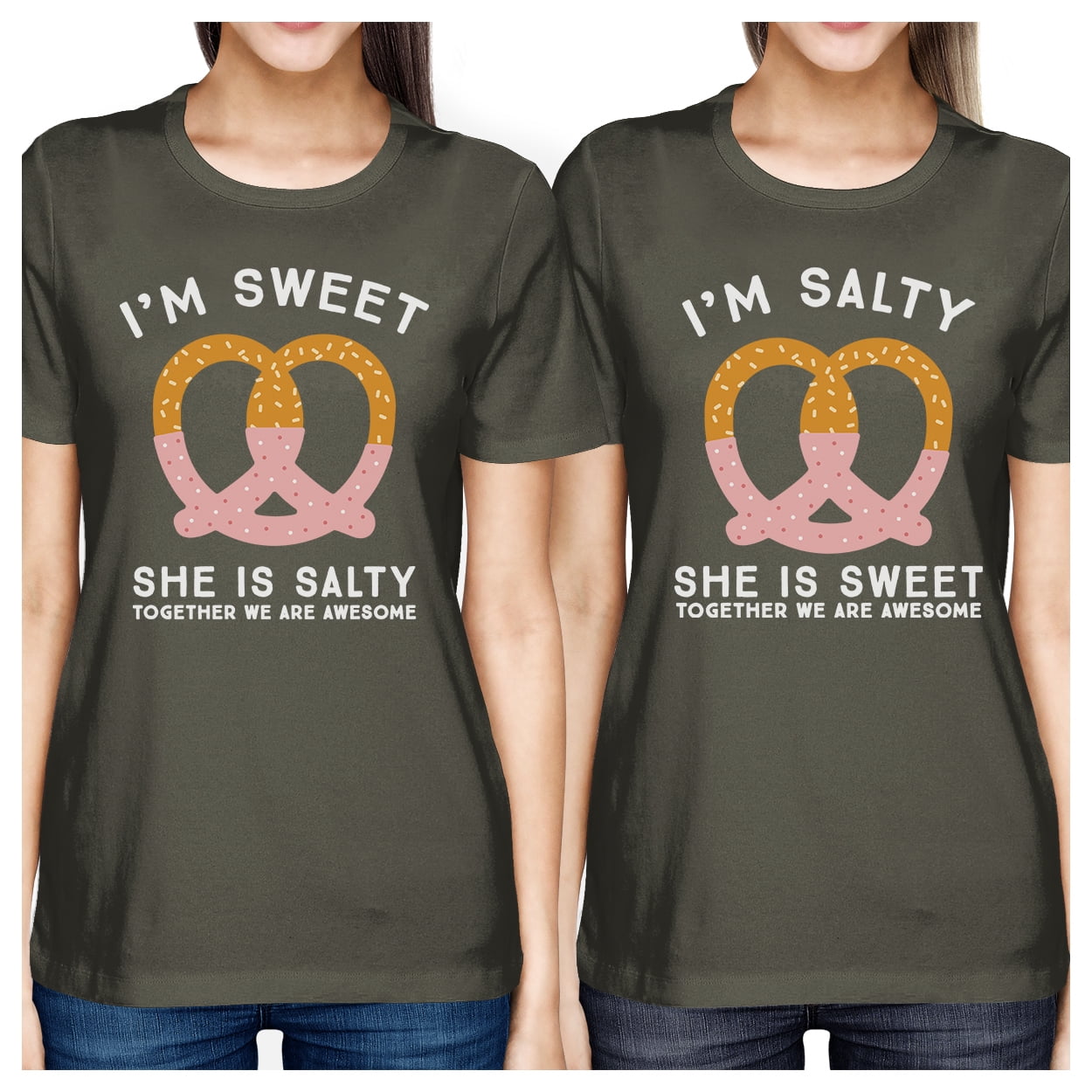 Sweet And Salty Dark Grey Funny Graphic Best Friend Tee Shirts Gift