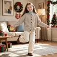 thumbnail image 3 of Mooqilaa Girls Cardigan Sweater, Ribbed Knit Button Front Casual Long Sleeve Fall Winter Cardigans Size 14-15 Years Khaki, 3 of 6