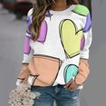 thumbnail image 2 of VALMASS Chandails en Molleton de la Saint-Valentin pour Femmes Manches Longues Col Rond Décontracté Mode Ample Blouses (2TG, Blanc-B), 2 of 4