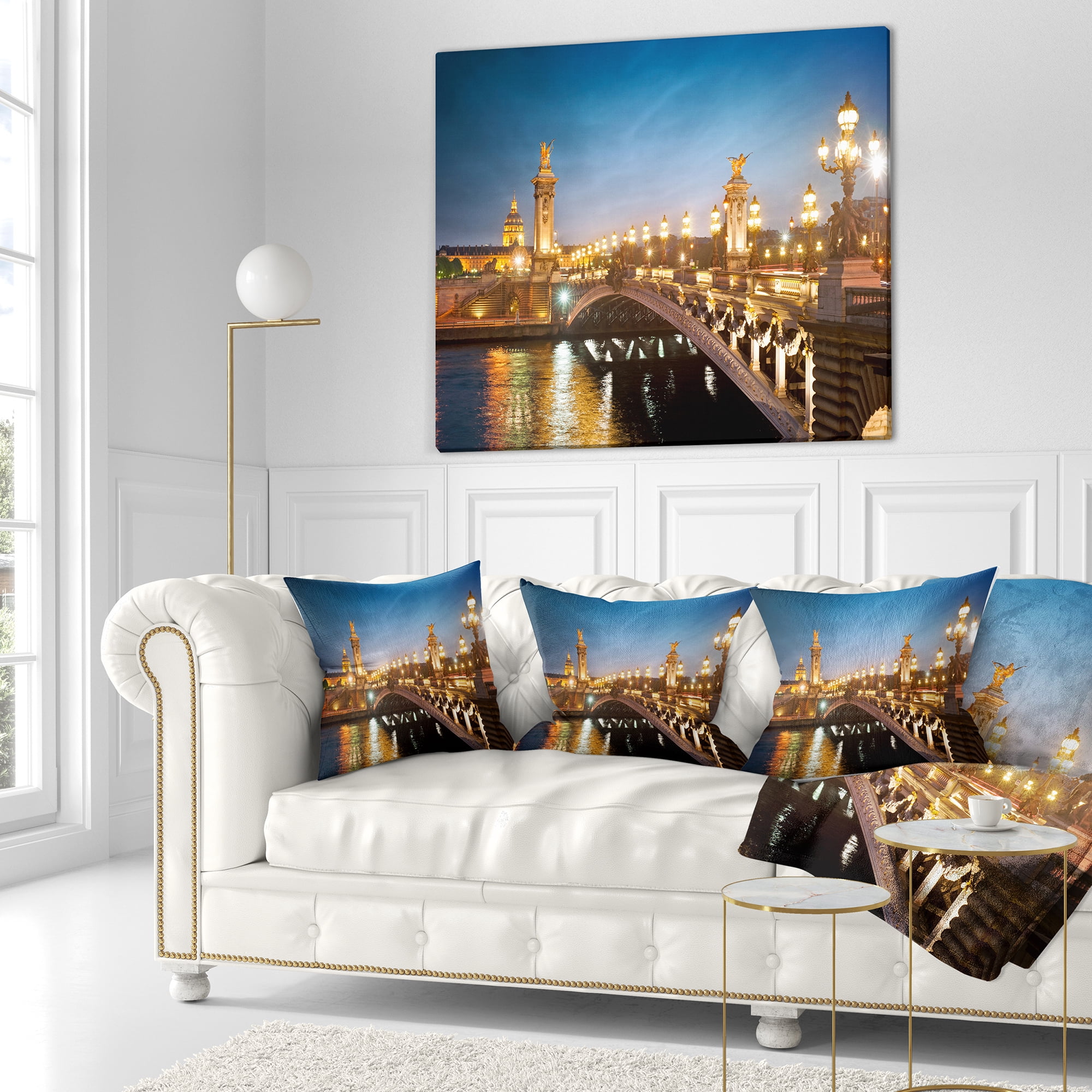 Designart Pont Alexandre III Bridge - Cityscape Photo Throw Pillow - 18x18