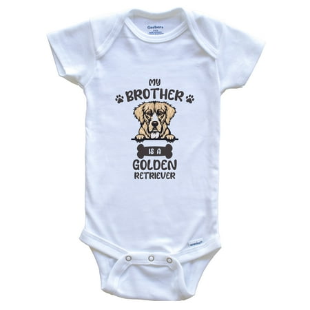 

My Brother Is A Golden Retriever Cute Dog Breed Baby Bodysuit v2 3-6 Months White