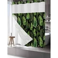 thumbnail image 3 of No Hook Shower Curtain with Snap-in Liner, Spring Leaves Waterproof Fabric Bathroom Curtains, Pastoral Garden Botanical Black Bath Curtains & Mesh Top Window 72"x78" Long, 3 of 9