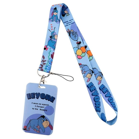 Winne The Pooh Eeyore Character with ID Holder Lanyard Keychain