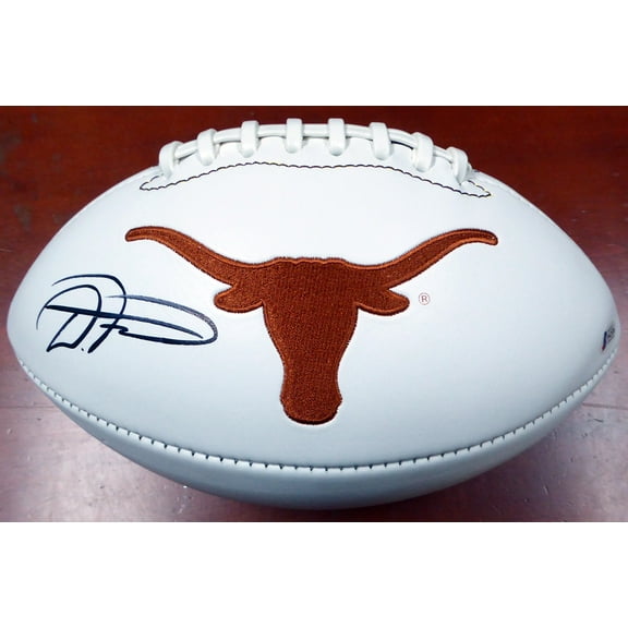 D'Onta Foreman Autographed Texas Longhorns White Logo Football Beckett BAS 113685