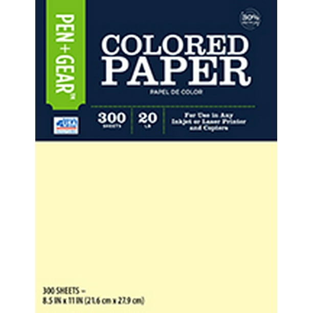 Pen + Gear Yellow Copy Paper, 30 Recycled, 8.5 x 11, 20 lb, 300 Shts