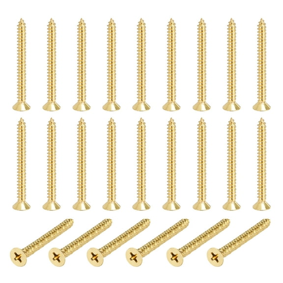 24 Pcs Brass Screws, M4 x 45mm Solid Phillips Flat Head Self-Tapping Wood Screw Fasteners for Woodworking Furniture Repair Photo Frame Drywall Home Appliances