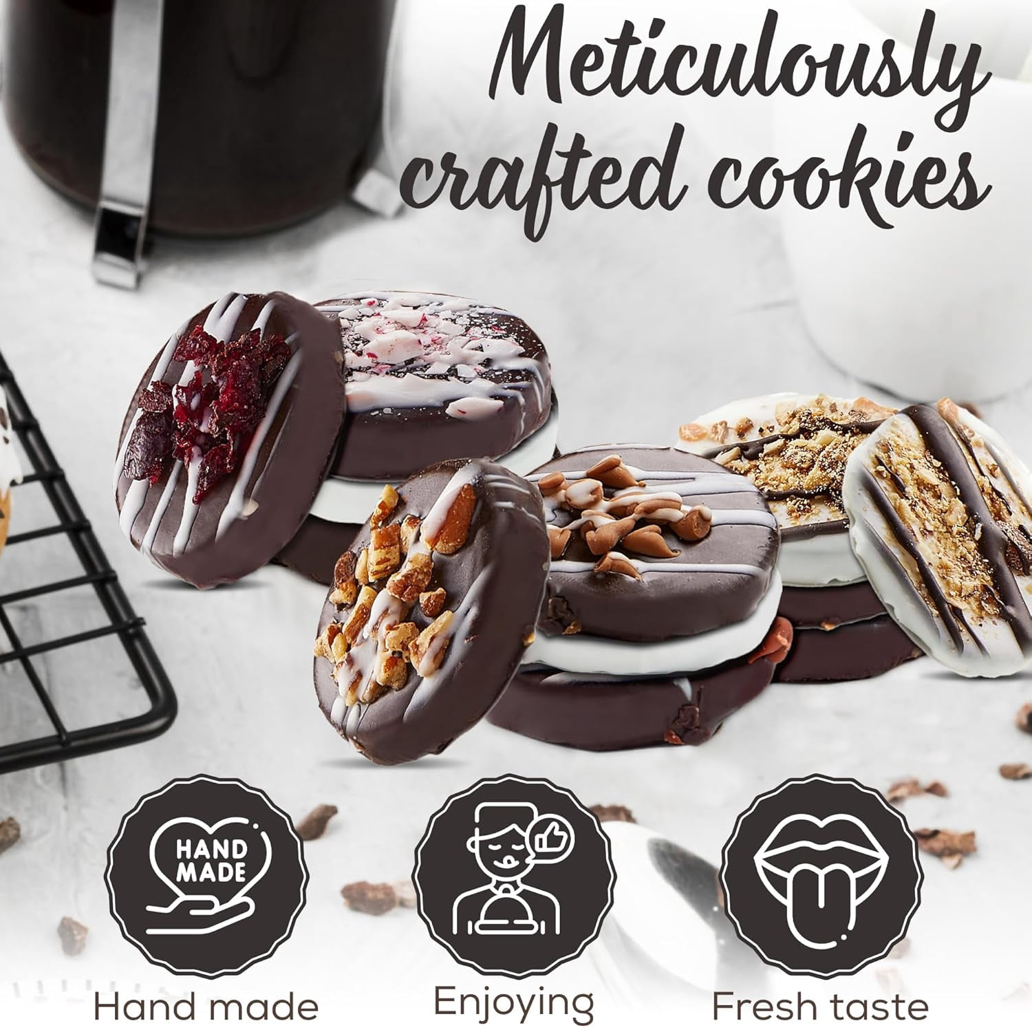 Pastry Perks 12 Gourmet Chocolate-Covered Cookies, Happy Birthday Gift Basket – Delicious Celebration Treats for Men, Women, and Grandma – Holiday Food Delivery Gift Ideas