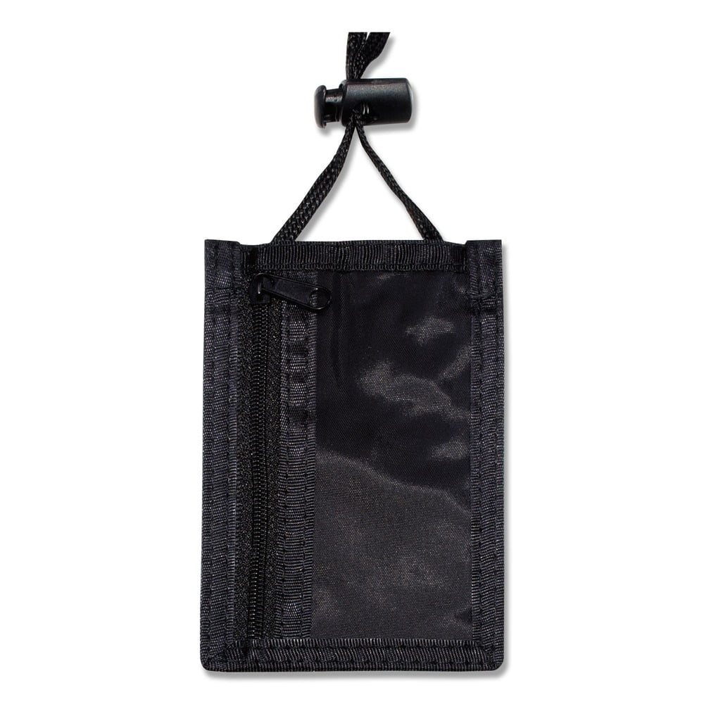 Advantus Vertical Id/Convention Neck Pouch - Vertical - Nylon - 12 Pack - Black