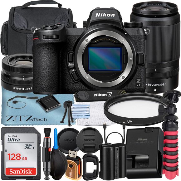 Nikon Z7 II Mirrorless Camera with NIKKOR 16-50mm + DX 50-250mm Zoom Lens + SanDisk 128GB Memory Card + Case + UV Filter + ZeeTech Accessory Bundle