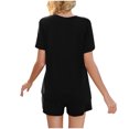 thumbnail image 4 of Womens Summer Pajamas Sets Short Sleeve V Neck T Shirts and High Waist Loose Shorts PJs Lounge Sets with Pockets, 4 of 5