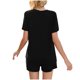 thumbnail image 4 of Conjunto de pijama de chándal de verano para mujer, de manga corta, con cuello en V, de color liso Fridja  fhjkhfk459594, 4 of 5