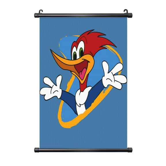 Woody Woodpecker Hanging Poster Plastic Shaft Canvas Wall Hanging Banner Wall Art Painting Artwork Decor For Home Living Room Bedroom Office 16"X24"
