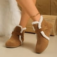 thumbnail image 5 of SYMSHOES Womens Fleece Lined Ankle Boots Brown, Warm Flock Upper Round Toe Flat Heel with Buckle, Comfortable Skin-Friendly Casual Boots for Ladies Fall Winter,Size 41, 5 of 9