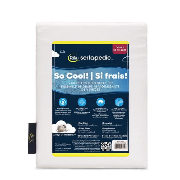 Sertapedic So Cool! 4pc Cooling Sheet Set - White