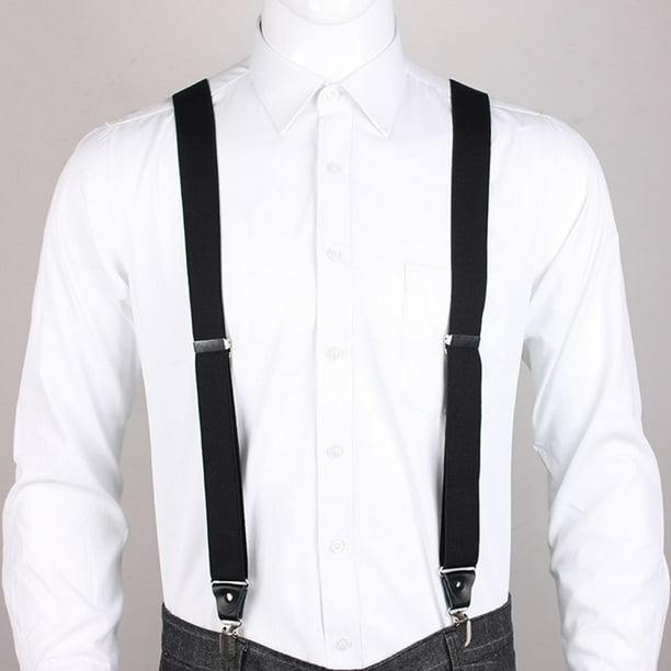 Tirantes para Hombres, Correas Y Ganchos Informales Ajustables en La Espalda, Correas Elásticas, Trabillas para Cinturón para Actividades de Regalo Al Negro