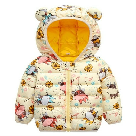 

2-7Y Kids Baby Boy Girl Ultralight Winter Snow Hooded Jacket Coat Toddler Cartoon Dinosaur Puffer Down Outwear