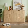 thumbnail image 5 of Spaco 6 Drawers Dresser, 55.12''W x 15.75''D x 31.5''H Modern Chest of Drawers, Dresser TV Stand, Wood Drawer Organizer for Indoor, Light Brown, 5 of 14