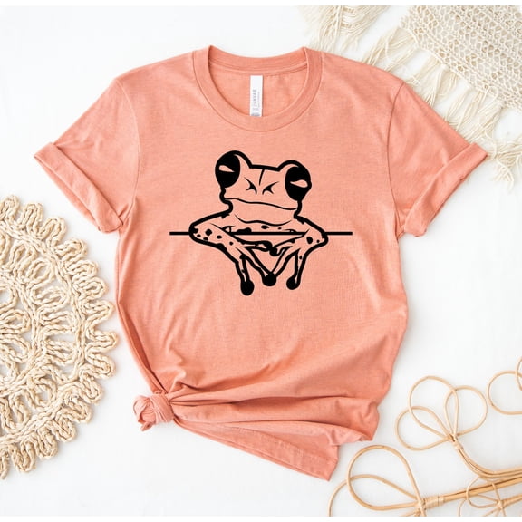 Frog Peeking T-shirt, Animal Shirt, Frog Lover Tee, Frog Shirts, Cute Frog Tshirt, Frog Mama Top, Women's, Frog T-shirt All Size S-5Xl