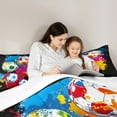 thumbnail image 4 of Feelyou Cartoon Soccer Kids Bedding Comforter Set 7 Pieces, Football Rugby Lover Full Bedding Set, Watercolor Splatter Art Fitted Sheet Flat Sheet, Super Cozy Room Decor, 4 of 7