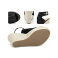 thumbnail image 2 of BLISSFUL STEP Peep Toe Double Ankle Strap Espadrilles Platform Wedges Heel Sandals for Women Black 7, 2 of 6