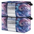 thumbnail image 2 of WOBOGO Aries Blue Purple Pattern Clothes Storage 2Pack Foldable Thick Fabric Blanket Organizer Bag with Handle 24.8×16.93×16.17in, 2 of 7