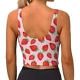 thumbnail image 3 of Vsdgher Strawberries Print Women Sleeveless Athletic Tank Top Built-in Bra Camisole Sports Vest for Yoga Running Fitness Exercise with Removable Pads, 3 of 8