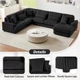 thumbnail image 5 of 129" Modular Sectional Sofa, U-Shaped Cloud Couch with a Chaise Lounge, Modern Upholstered Corduroy 5 Seat Sofa for Living Room, Black, 5 of 8