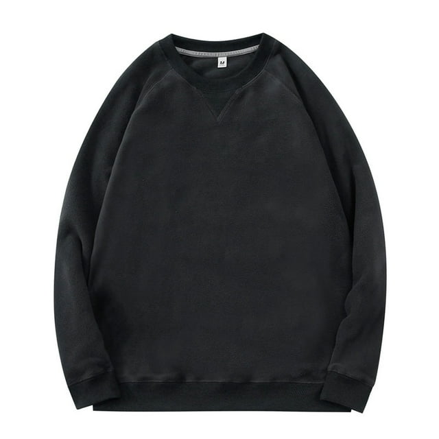 pstuiky Camisas de manga larga abrigadas para hombre, Sudadera con capucha de cuello redondo para hombre, color liso, holgada, informal, de manga larga, con cuello redondo salir tops l