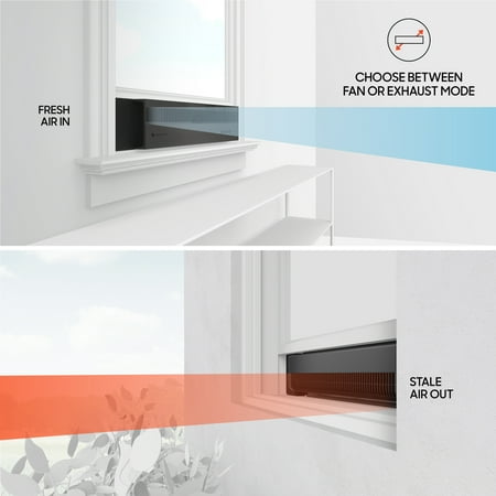 Sharper Image - PORTAL Window Fan with Reversible Exhaust - Black