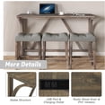 thumbnail image 4 of LKTART 4 Piece Bar Table Set with Power Outlet 59 Inch Industrial Dining Table and 3 Padded Stools for Living Room Dining Room Game Room Brown, 4 of 6
