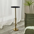 thumbnail image 3 of WHGBJA Small Round Metal Brass Height-Adjustable Side Table, Accent, End, Pedestal, Martini, Cocktail and Drink Table for Living Room and Small Spaces,Faux Marble Top Style Decor,Black, 3 of 8